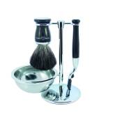Edwin Jagger - Diffusion 72 - 4-delige scheerset - Mach3 - Synthetisch haar - Ebony