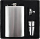 Zakfles set chroom, 4 bekers 8Oz