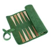 Manopoulos, Forest Green Sueded rollup Backgammon