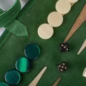 Manopoulos, Forest Green Sueded rollup Backgammon