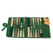 Manopoulos, Forest Green Sueded rollup Backgammon