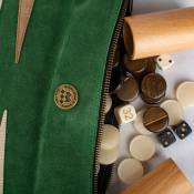 Manopoulos, Forest Green Sueded rollup Backgammon