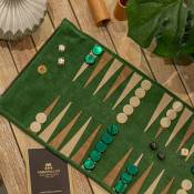 Manopoulos, Forest Green Sueded rollup Backgammon