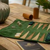 Manopoulos, Forest Green Sueded rollup Backgammon