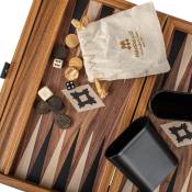 Manopoulos, Walnoot Replica Backgammon met Zwarte en Eiken punten