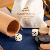 Manopoulos, Royal Blue ingelegd Eco-leder Backgammon met gele en ivoren punten