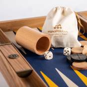 Manopoulos, Royal Blue ingelegd Eco-leder Backgammon met gele en ivoren punten