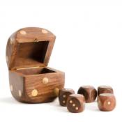 Authentic Models - Dice Box With 5 Dices, Brass