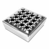 Asbak sigaar Square Grid Polished Aluminium
